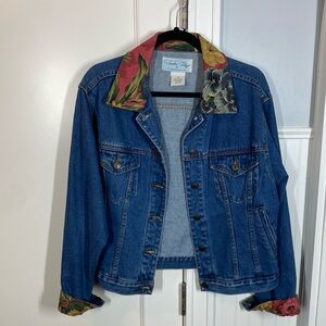 Tasha Polizzi Blue Denim Jacket with Floral Collar & Cuffs western Yellowstone